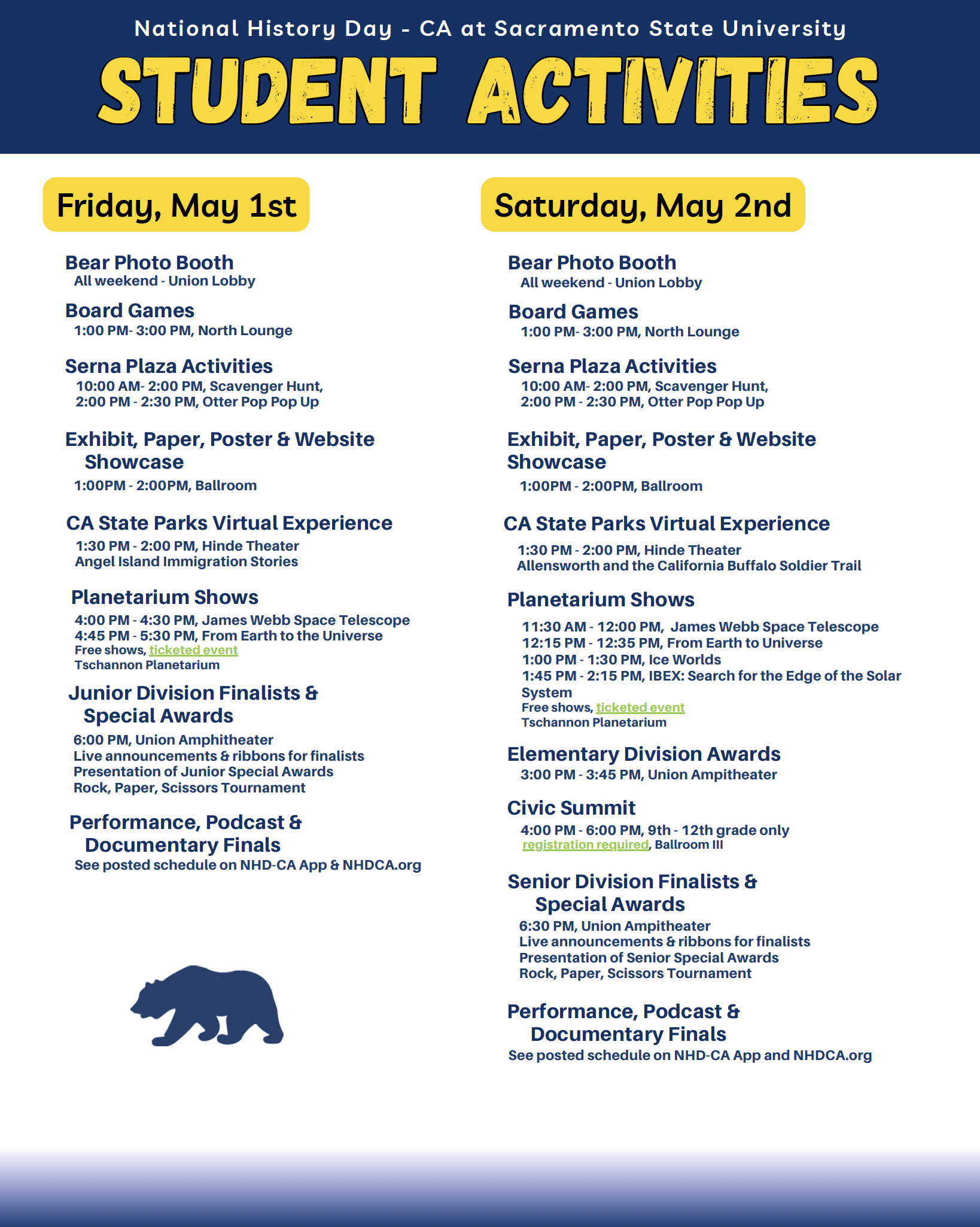 Student Activities 2025 Screen shot